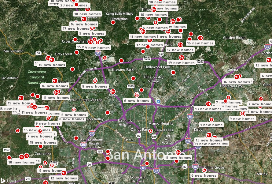 Partial list of available new homes in the San Antonio and surrounding area